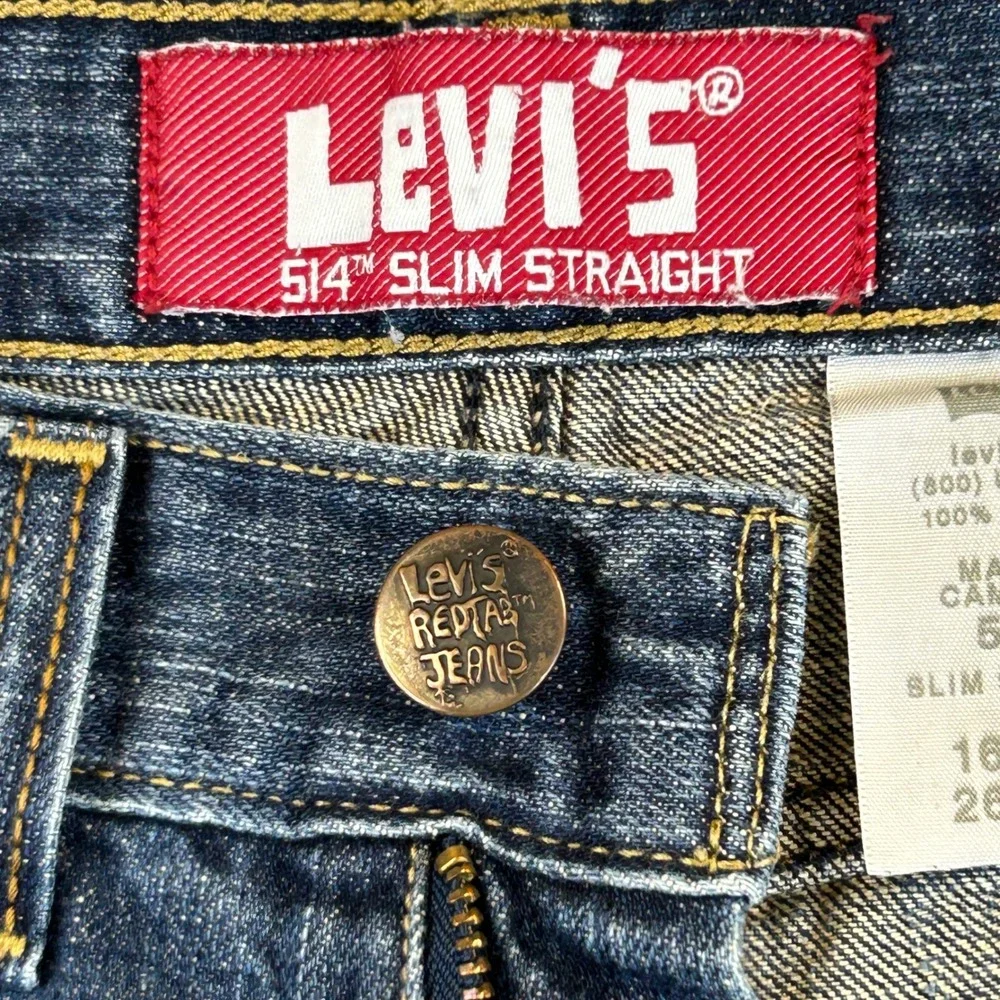 Levi's 514 Slim Straight Jeans Boys 16 Slim 26x28 Blue Denim 100% Cotton Classic